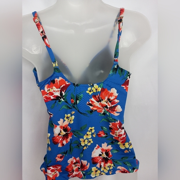 LAUREN RALPH LAUREN Blue Floral Summer Tankini Top -(#69) - Picture 5 of 6